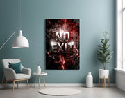No Exit Red Cracked Lava Typography Glass Wall Art