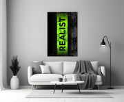 Realist Acid Green Stencil Band Glass Wall Art