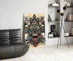 All Seeing Eye Triangle Skull Ink Glass Wall Art
