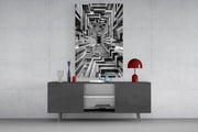 Monochrome Timber Infinity Corridor Glass Wall Art