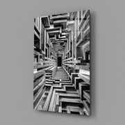 Monochrome Timber Infinity Corridor Glass Wall Art