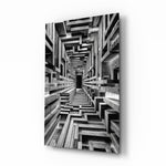 Monochrome Timber Infinity Corridor Glass Wall Art