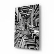Monochrome Timber Infinity Corridor Glass Wall Art