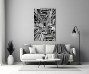 Monochrome Timber Infinity Corridor Glass Wall Art