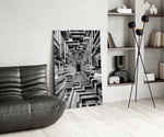 Monochrome Timber Infinity Corridor Glass Wall Art