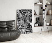 Monochrome Timber Infinity Corridor Glass Wall Art