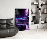 Purple Fastback Coupe Synthwave Glass Wall Art