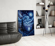 Swirling Starry Night Sky Glass Wall Art