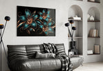 Teal and Copper Lily Trio Glass Wall Art