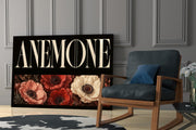 Anemone Scarlet and Ivory Dark Floral Glass Wall Art