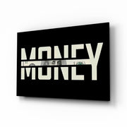 Money Typography Hundred Dollar Bill Glass Wall Art