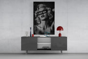 Vintage Blonde Bombshell Portrait Glass Wall Art