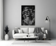 Vintage Blonde Bombshell Portrait Glass Wall Art