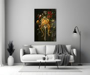 Spaghetti Fork and Wildflowers Glass Wall Art