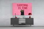 Wide-Eyed Black Cat Pink Humor Glass Wall Art