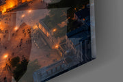 Twilight Aerial Illuminated Mosque Glass Wall Art