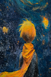 Starlit Wanderer – 3D-Reliefgemälde mit nächtlicher Atmosphäre und Lichtakzenten