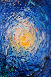 3D Relief Painting – Cosmic Night Vortex – Blue, Gold & Black – Luxury Wall Decor
