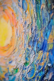 3D Relief Painting – Cosmic Night Vortex – Blue, Gold & Black – Luxury Wall Decor