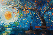Lunar Serenade – 3D Relief Painting with Moonlight and Blue Tones