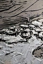 3D-Reliefbild – Weltkarte in Silber und Dunkelbraun – Luxuriöse Wanddekoration