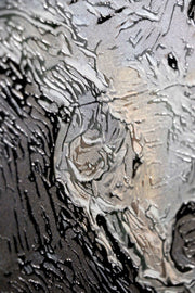 3D-Reliefbild – Weltkarte in Silber und Dunkelbraun – Luxuriöse Wanddekoration
