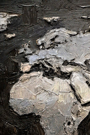 3D-Reliefbild – Weltkarte in Silber und Dunkelbraun – Luxuriöse Wanddekoration