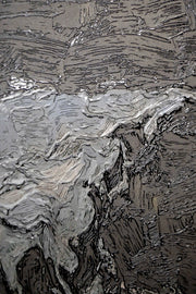 3D-Reliefbild – Weltkarte in Silber und Dunkelbraun – Luxuriöse Wanddekoration