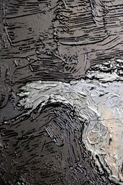 3D-Reliefbild – Weltkarte in Silber und Dunkelbraun – Luxuriöse Wanddekoration