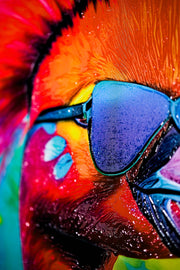 Electric Flamingo Groove — 3D-haptische, geprägte Hochglanz-Luxus-Wandkunst