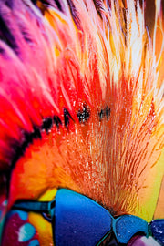 Electric Flamingo Groove — 3D-haptische, geprägte Hochglanz-Luxus-Wandkunst