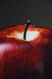 3D-Reliefbild – Roter Apfel mit türkisfarbener Farbe – Schwarz – Luxuriöse Wanddekoration