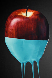 3D-Reliefbild – Roter Apfel mit türkisfarbener Farbe – Schwarz – Luxuriöse Wanddekoration