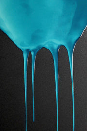 3D-Reliefbild – Roter Apfel mit türkisfarbener Farbe – Schwarz – Luxuriöse Wanddekoration