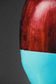 3D-Reliefbild – Roter Apfel mit türkisfarbener Farbe – Schwarz – Luxuriöse Wanddekoration