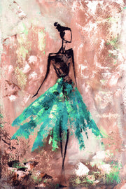 Jade Couture Muse – Peinture en relief 3D avec forme de mode vert jade