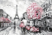 Paris in Bloom – 3D-Reliefbild mit Paris und Blüten