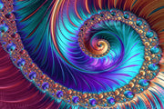 3D-Reliefgemälde – Bunte Spirale – Türkis, Violett & Magenta – Luxuriöse Wanddekoration