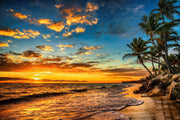 Symphonie du crépuscule tropical – Tableau en relief 3D avec coucher de soleil tropical