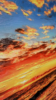 Symphonie du crépuscule tropical – Tableau en relief 3D avec coucher de soleil tropical