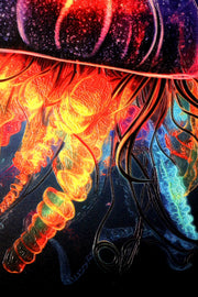 Luminescent Deep-Sea Duo – 3D Relief Painting with Glowing Jellyfish