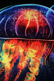 Luminescent Deep-Sea Duo – 3D Relief Painting with Glowing Jellyfish