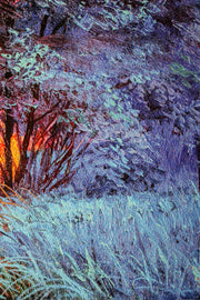 3D-Reliefgemälde – Baum in Rot und Blau – Herbst & Winter – Luxuriöse Wanddekoration