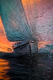 Azure Voyage: Golden Horizon – 3D Relief Painting with Golden Sunset