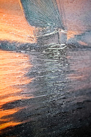Azure Voyage: Golden Horizon – 3D Relief Painting with Golden Sunset