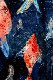 3D-Reliefbild – Bunte Fische in der Tiefsee – Blau, Orange & Türkis – Luxuriöse Wanddekoration