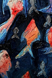 3D-Reliefbild – Bunte Fische in der Tiefsee – Blau, Orange & Türkis – Luxuriöse Wanddekoration