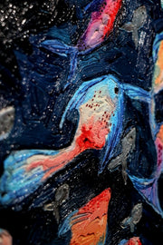 3D-Reliefbild – Bunte Fische in der Tiefsee – Blau, Orange & Türkis – Luxuriöse Wanddekoration