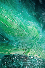 Peinture en relief 3D – Aurore boréale au-dessus d'un paysage glaciaire – Vert & Turquoise