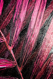 Magenta Midnight Frond – Peinture en relief 3D avec feuille tropicale